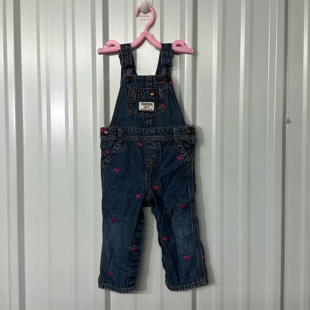 Vintage Oshkosh B’Gosh Vestbak Denim Overalls Infant Girl 12M Classic 90s